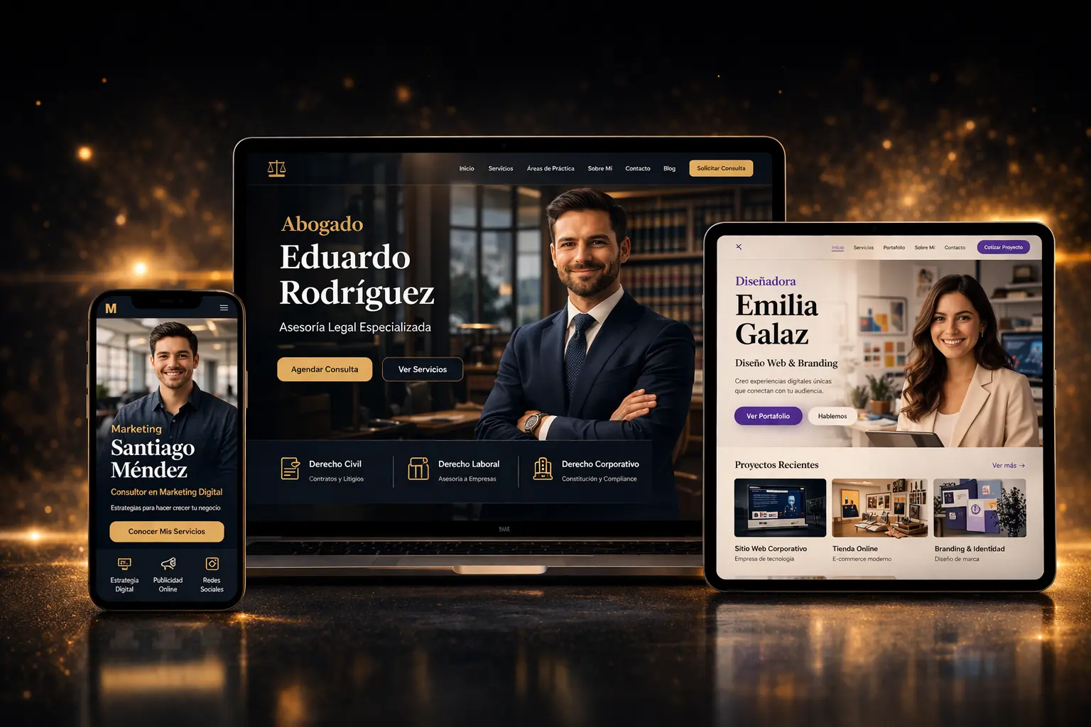 Vista previa de una página web premium para profesionales emprendedores